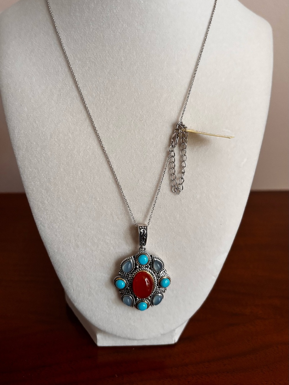 Carnelian Chalcedony and turquoise necklace